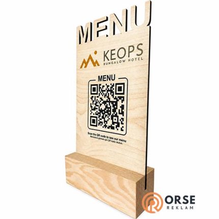 ahşap qr menü baskı