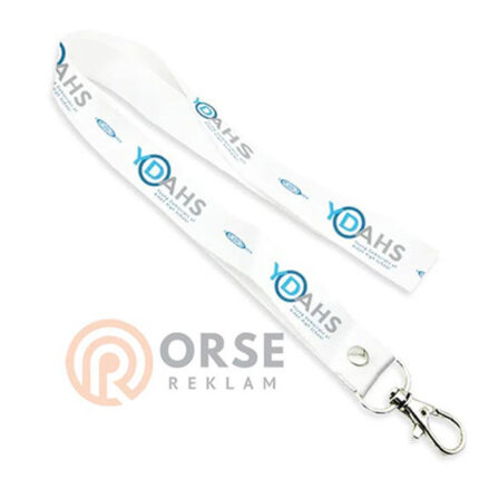 Beyaz Renk Baskılı Boyun Askı İpi